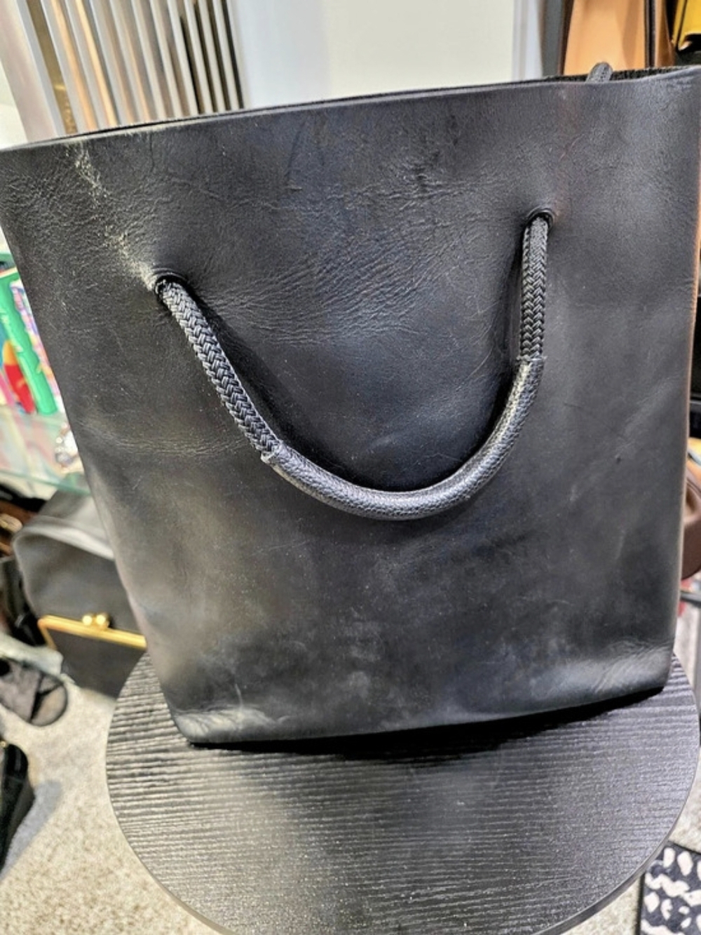 Kullspencer M22 Leather Convettible Tote/ Drawstring Backpack Black